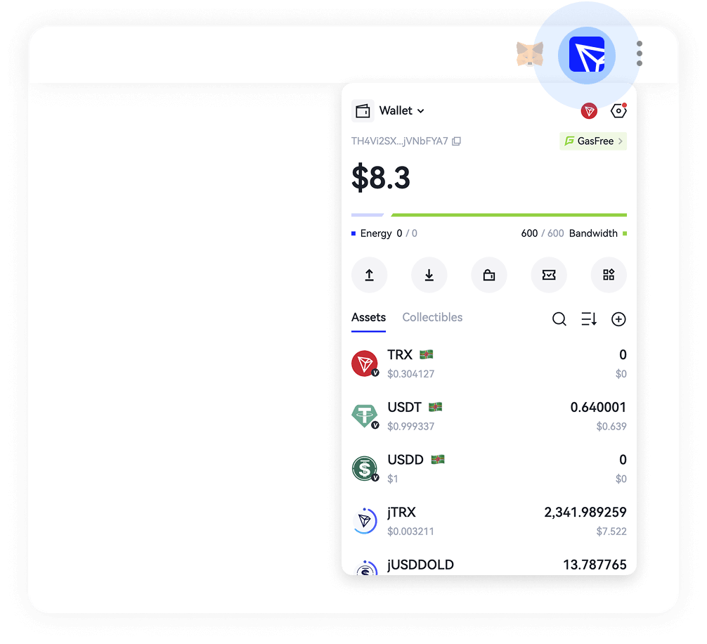 Tronlink wallet, detail view